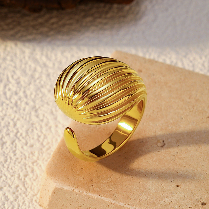 Wholesale Trendy Glossy Open Titanium Steel Ring Stainless Steel 18K Gold Plated Niche Ring